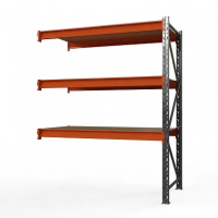 Секция приставная стеллажа металлического Оптима, 2500x1250x785 мм. Полки: 3 шт. фанера