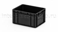 Евроконтейнер закрытые ручки/усиленное дно (черный), 400x300x220 мм
