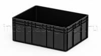 Евроконтейнер закрытые ручки/усиленное дно (черный), 800x600x320 мм