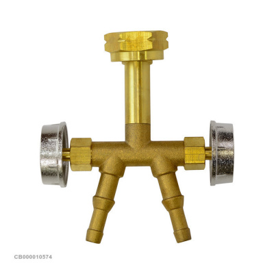 Штуцер-распределитель 2-х канальный с гайкой М22 (блистер, ф6/9 мм, левая, на ВБ), GasFit