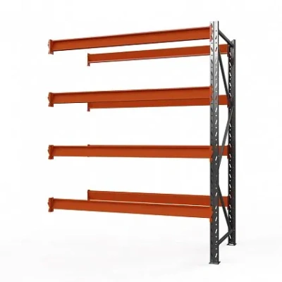 Секция приставная стеллажа металлического Оптима, 2500x1530x785 мм. Полки: 4 шт. без настила