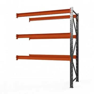 Секция приставная стеллажа металлического Оптима, 4000x1250x785 мм. Полки: 3 шт. без настила