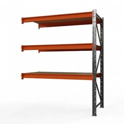 Секция приставная стеллажа металлического Оптима, 2500x1250x785 мм. Полки: 3 шт. фанера